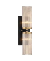 Stiffel Palais 20 1/4" High Black and Warm Brass 2-Light Wall Sconce
