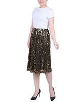 Ny Collection Petite Knee Length Sequined Skirt