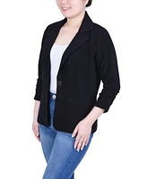 Ny Collection Petite 3/4 Sleeve Knit Ottoman Blazer