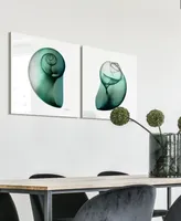 Empire Art Direct Shimmering Snail I Ii Frameless Free Floating Tempered Glass Panel Graphic Wall Art, 24" x 24" x 0.2" Each