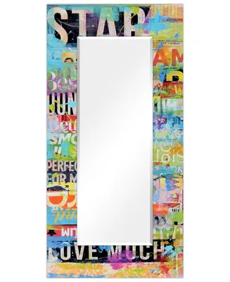 Empire Art Direct "Metro Mix" Rectangular Beveled Mirror on Free Floating Printed Tempered Art Glass, 72" x 36" x 0.4" - Multi