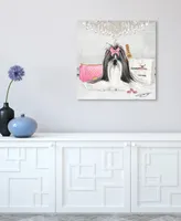 Empire Art Direct "Pink Shih Tzu" Unframed Free Floating Tempered Glass Panel Graphic Dog Wall Art Print 20" x 20" , 20" x 20" x 0.2" - Multi