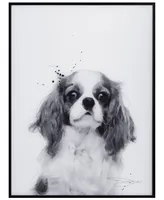 Empire Art Direct "King Charles Spaniel" Pet Paintings on Printed Glass Encased with A Black Anodized Frame, 24" x 18" x 1"