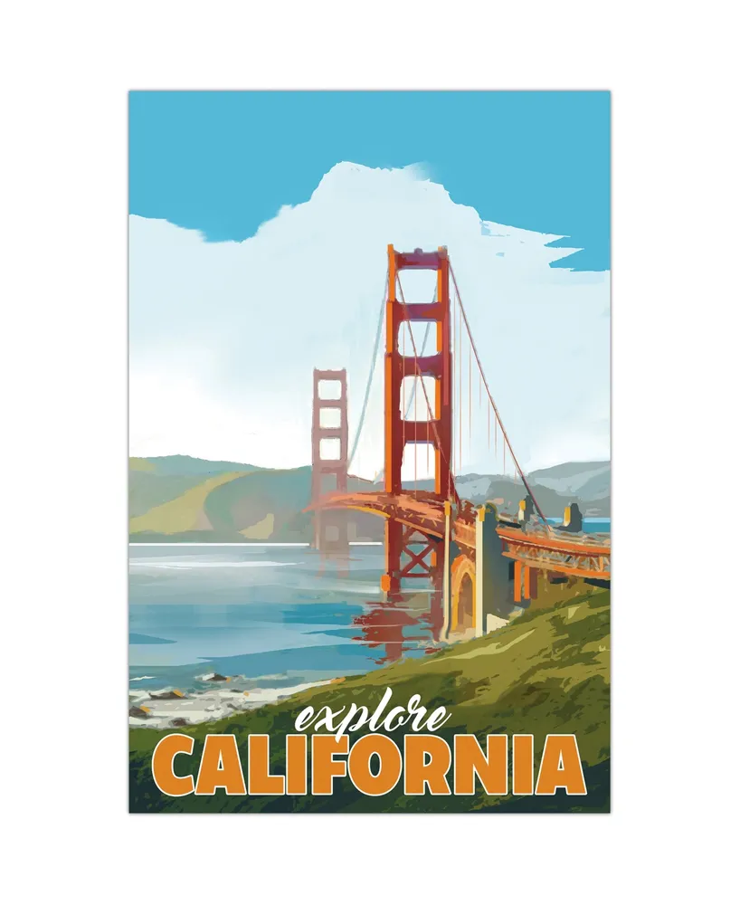 Empire Art Direct "golden Gate Gaze" Frameless Free Floating Tempered Glass Panel Graphic Wall Art, 36" x 24" x 0.2" - Multi