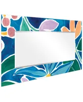 Empire Art Direct "Tiki Square" Rectangular Beveled Mirror on Free Floating Printed Tempered Art Glass, 72" x 36" x 0.4"