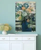 Empire Art Direct "Modern Floral Stripe" Fine Giclee Printed Directly on Hand Finished Ash Wood Wall Art, 36" x 24" x 1.5" - Multi