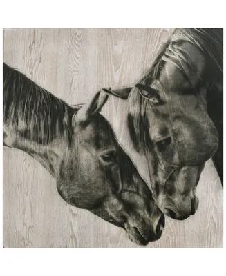 Empire Art Direct "Horse Love Portrait" Fine Giclee Printed Directly on Hand Finished Ash Wood Wall Art, 32" x 32" x 1.5"