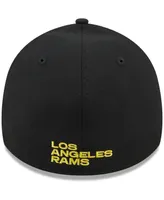 Men's New Era Black Los Angeles Rams Flawless Stripe 39THIRTY Flex Hat