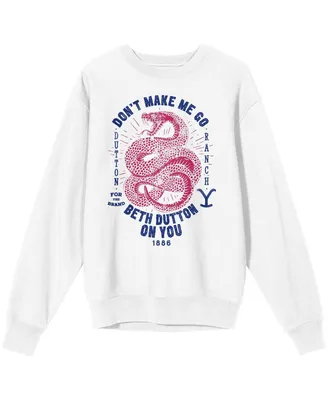 Men's and Women's White Distressed Yellowstone Snake Art Pullover Sweatshirt