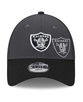 Preschool Boys and Girls New Era Graphite, Black Las Vegas Raiders Reflect 9FORTY Adjustable Hat