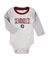 Infant Boys and Girls Wes & Willy Heather Gray Florida State Seminoles Jie Long Sleeve Bodysuit Pants Set