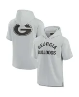 Men's and Women's Fanatics Signature Gray Georgia Bulldogs Super Soft Fleece Short Sleeve Pullover Hoodie