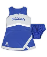 Girls Preschool Royal, Gray Kentucky Wildcats Two-Piece Cheer Captain Jumper Dress and Bloomers Set