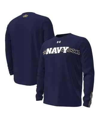 Men's Under Armour Navy Midshipmen 2023 Aer Lingus College Football Classic Performance Long Sleeve T-shirt