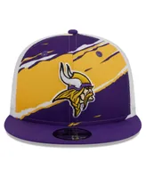 Men's New Era Purple Minnesota Vikings Tear Trucker 9FIFTY Snapback Hat