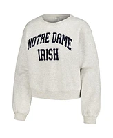 Women's ZooZatz Oatmeal Notre Dame Fighting Irish Core Chenille Cropped Pullover Sweatshirt