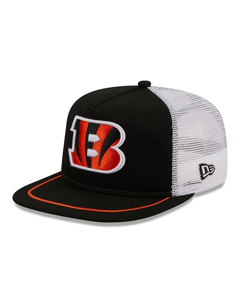 Men's New Era Black, White Cincinnati Bengals Original Classic Golfer Adjustable Hat