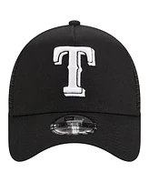 Men's New Era Black Texas Rangers A-Frame 9FORTY Trucker Adjustable Hat