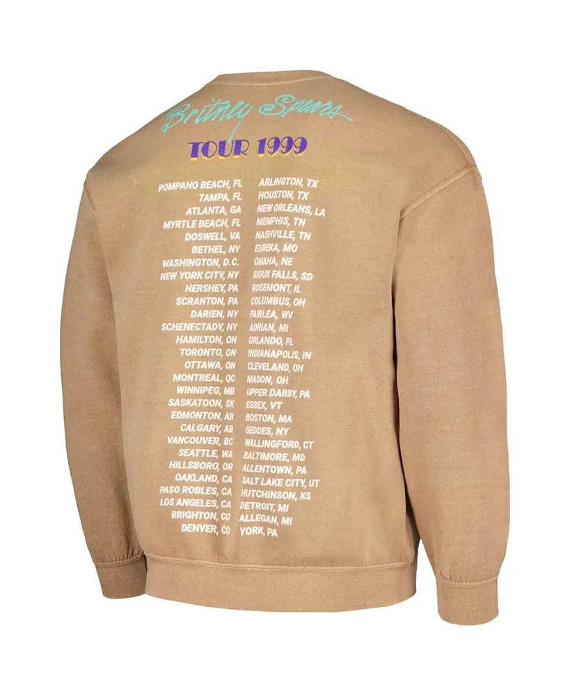 Men's Tan Distressed Britney Spears Tour Washed Pullover Sweatshirt