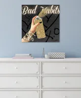 Empire Art Direct "Bad Habits" Frameless Free Floating Tempered Glass Panel Graphic Wall Art, 24" x 24" x 0.2"