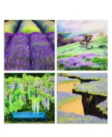 Empire Art Direct "Splendid Lavander" Frameless Free Floating Reverse Printed Tempered Glass Nature Scapes Wall Art, 20" x 20" x 0.2" Each - Multi