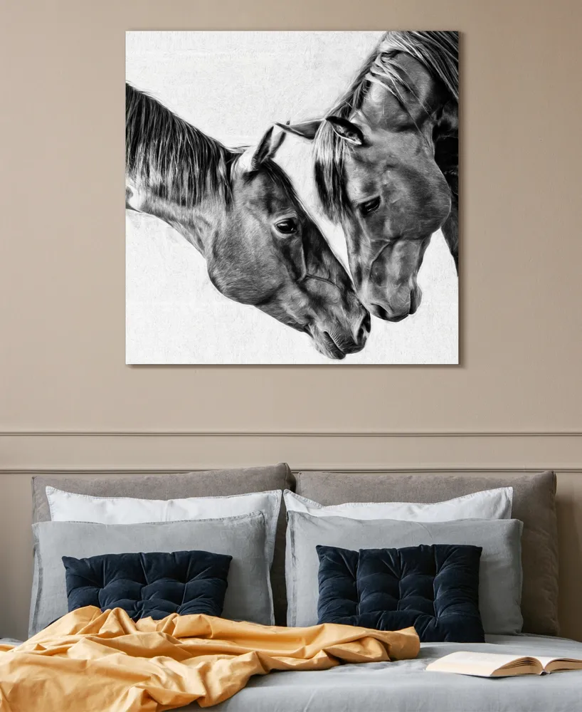 Empire Art Direct "Kindred Colts" Frameless Free Floating Tempered Glass Panel Graphic Wall Art, 38" x 38" x 0.2"