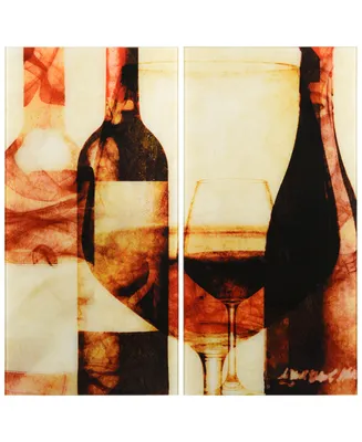 Empire Art Direct "Smokey Wine I Ab" Frameless Free Floating Tempered Glass Panel Graphic Wall Art Set of 2, 72" x 36" x 0.2" Each