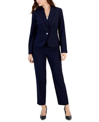 Le Suit Women's Two-Button Blazer & Pants Suit, Regular Petite