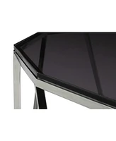 Aria 22" Smoked Glass and Polished Stainless Steel End Table