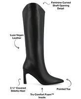 Journee Collection Women's Rehela Pointed Toe Stiletto Knee High Dress Boots