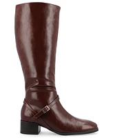 Journee Collection Women's Rhianah Wide Width Calf Block Heel Knee High Riding Boots