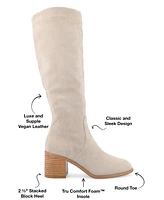 Journee Collection Women's Romilly Wide Width Calf Round Toe Block Heel Knee High Boots