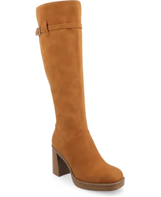 Journee Collection Women's Letice Wide Width Square Toe Platform Knee High Boots