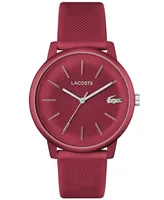 Lacoste Unisex L.12.12 Move Quartz Burgundy Silicone Strap Watch 42mm