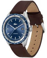 Lacoste Men's Everett Quartz Brown Leather Strap Watch 40mm