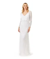 Lara Women's Grant Long Sleeve Beaded Wedding Dress