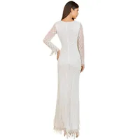 Lara Women's Long Sleeve Fringe Bridal Gown