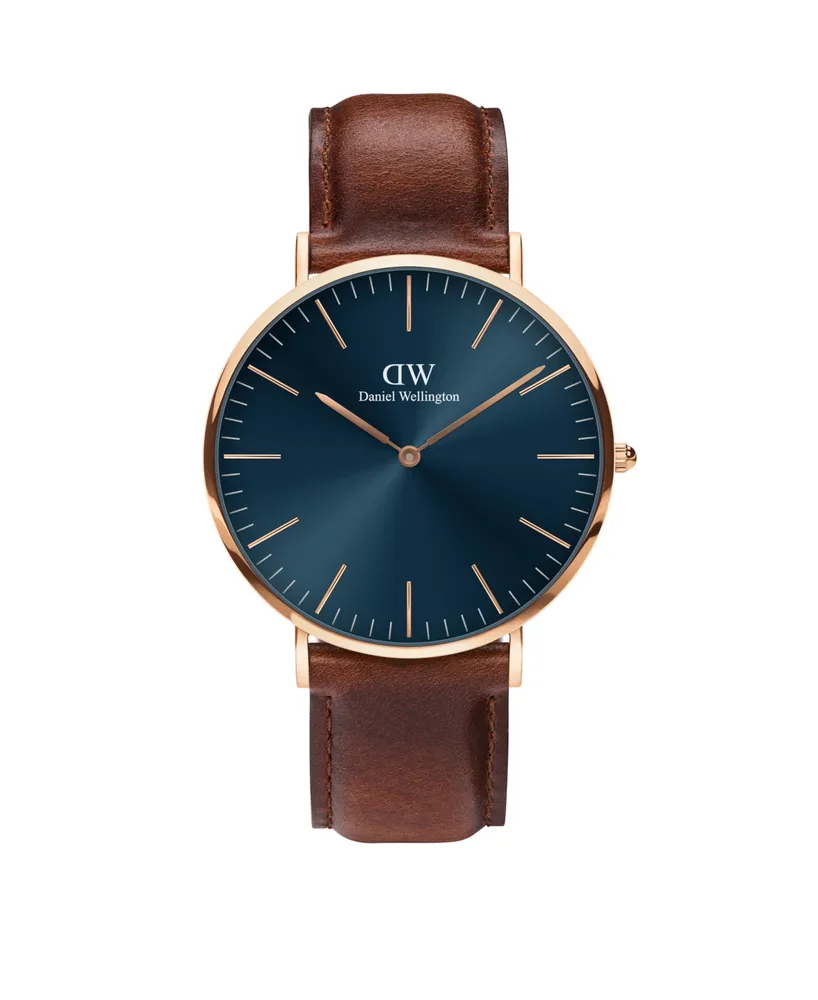 Daniel Wellington Men's Classic Saint Mawes Brown Leather Watch 40mm