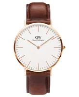 Daniel Wellington Men's Classic Mawes Brown Leather Watch 40mm