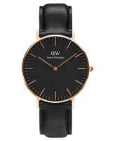 Daniel Wellington Unisex Classic Sheffield Black Leather Watch 36mm