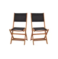 Merrick Lane Stora Set Of 2 Indoor/Outdoor Acacia Wood Folding Patio Bistro Chairs With Textilene Mesh Back And Seat