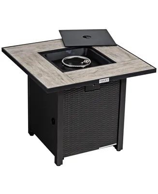 Costway 30'' Square Propane Gas Fire Pit Table Ceramic Tabletop 50,000 Btu