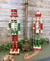 Santa's Workshop 14" Red Green Peppermint Nutcrackers, Set of 2