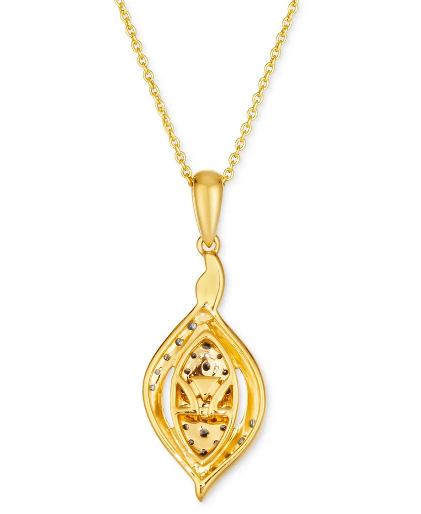 Le Vian Chocolate Diamond (1/4 ct. t.w.) & Nude Diamond (1/6 ct. t.w.) Twist Cluster 18" Pendant Necklace in 14k Gold