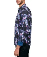 Society of Threads Men's Regular-Fit Non-Iron Performance Stretch Patchwork-Print Button-Down Shirt