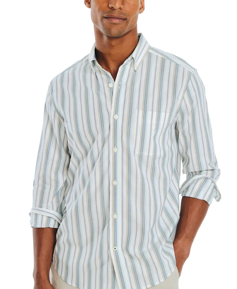 Nautica Men's Striped Long-Sleeve Button-Up Shirt