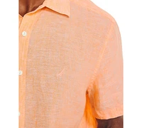 Nautica Men's Classic-Fit Solid Linen Short-Sleeve Shirt