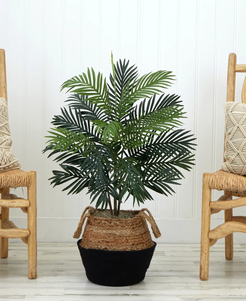 Nearly Natural 36" Artificial Areca Palm Tree with Handmade Jute Cotton Basket Diy Kit