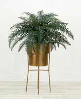 Nearly Natural 34" Artificial River Fern Plant in Metal Planter with Stand Diy Kit