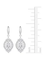 Diamond Baguette & Round Cluster Drop Earrings (1/2 ct. t.w.) in Sterling Silver